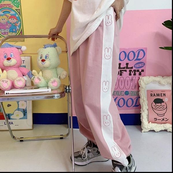 kawaii wide leg spring fashion women capris rabbit print trousers korean high waist pink cute casual pants, Black;white
kawaii wide leg spring fashion women capris rabbit print trousers korean high waist pink cute casual pants, Black;white