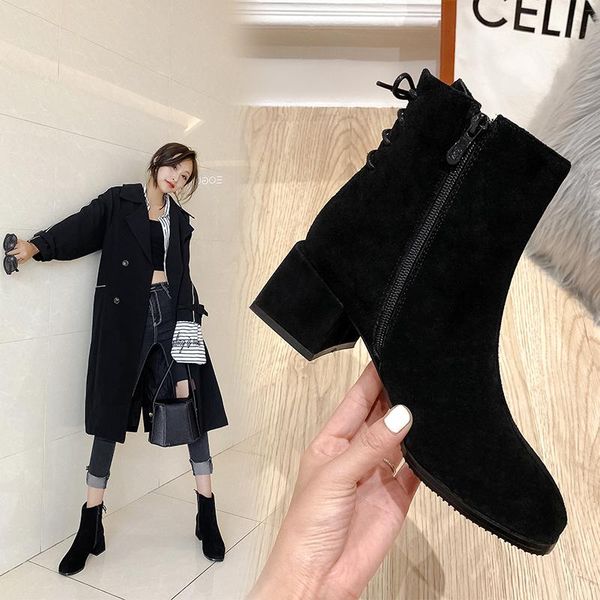 boots retro elegant women cow suede leather ankle thick high heels warm autumn winter ladies shoes woman office pumps, Black
boots retro elegant women cow suede leather ankle thick high heels warm autumn winter ladies shoes woman office pumps, Black