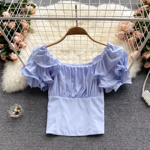 women's blouses & shirts women fashion summer square neck short puff sleeves solid color bloude clothes blusones de mujer t456, White
women's blouses & shirts women fashion summer square neck short puff sleeves solid color bloude clothes blusones de mujer t456, White