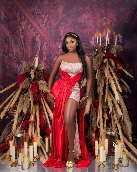 party dresses strapless sequin long prom red satin train 2021 modest formal gowns custom made plus size, White;black
party dresses strapless sequin long prom red satin train 2021 modest formal gowns custom made plus size, White;black