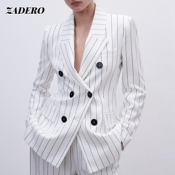 women's suits & blazers stripe blazer women 2021 fashion double-breasted loose long sleeve office wear vintage pockets female outerwear, White;black
women's suits & blazers stripe blazer women 2021 fashion double-breasted loose long sleeve office wear vintage pockets female outerwear, White;black