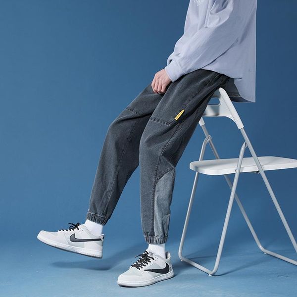 men's jeans 2122 spring autumn casual youth streetwear student daily fashion chic micro-stretch tie feet simple bleached denim pants, Blue
men's jeans 2122 spring autumn casual youth streetwear student daily fashion chic micro-stretch tie feet simple bleached denim pants, Blue