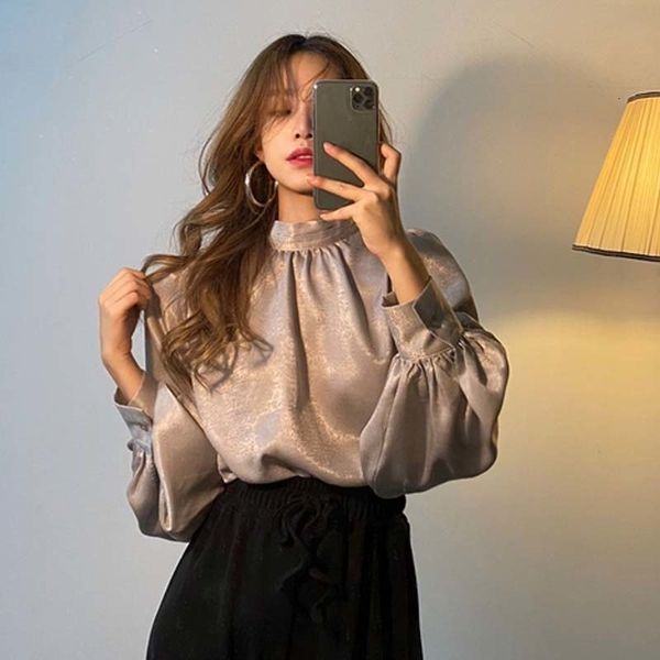 female fashion smooth blouse flashlight shirt lady thin shirts spring sweaters elegant, White
female fashion smooth blouse flashlight shirt lady thin shirts spring sweaters elegant, White