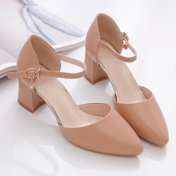Single Shoes Woman Mid Heels Women Pumps Ankle Strap Buckle Block Heel Footware for Office Lady Beige Apricot
Single Shoes Woman Mid Heels Women Pumps Ankle Strap Buckle Block Heel Footware for Office Lady Beige Apricot