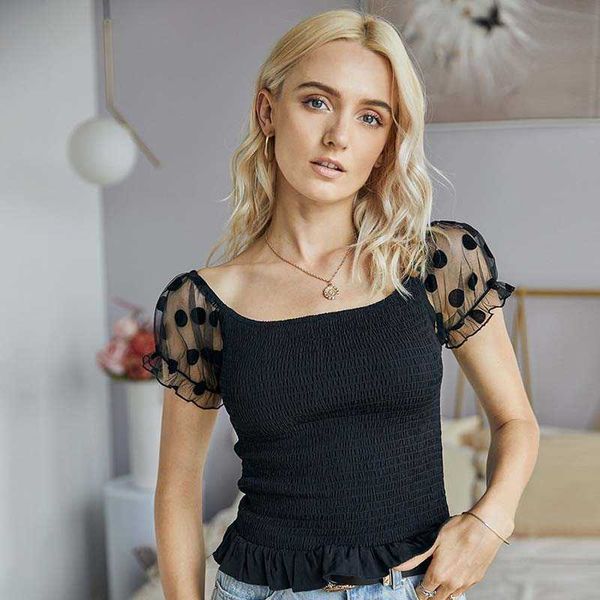 fashion summer women t-shirt casual square collar polka dot mesh patchwork elastic streetwear female tees w615 210526, White
fashion summer women t-shirt casual square collar polka dot mesh patchwork elastic streetwear female tees w615 210526, White