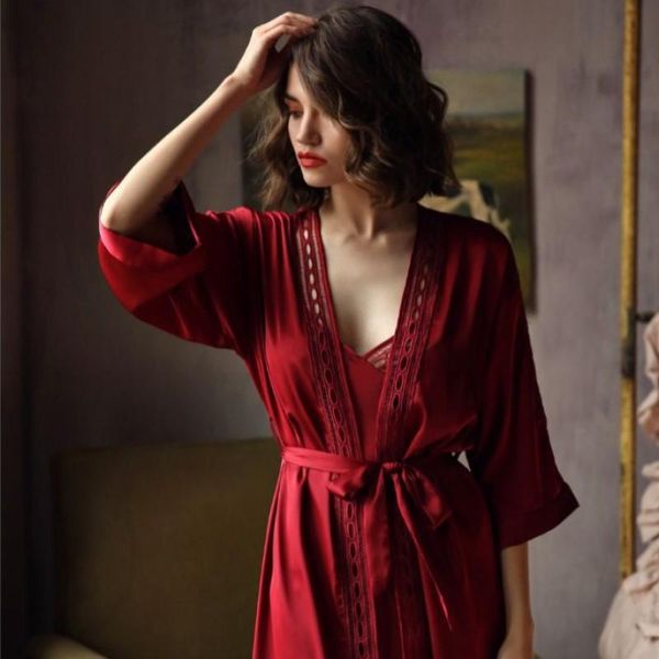 women's sleepwear lace wedding lady robe suit loose satin bride bridesmaid kimono mini rayon bathrobe gown intimate lingerie, Black;red
women's sleepwear lace wedding lady robe suit loose satin bride bridesmaid kimono mini rayon bathrobe gown intimate lingerie, Black;red
