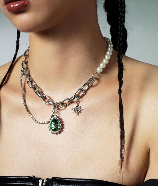 chains gemstone necklace y2k dark cold wind rhinestone stitching pearl cool girl street shooting trend boy, Silver
chains gemstone necklace y2k dark cold wind rhinestone stitching pearl cool girl street shooting trend boy, Silver
