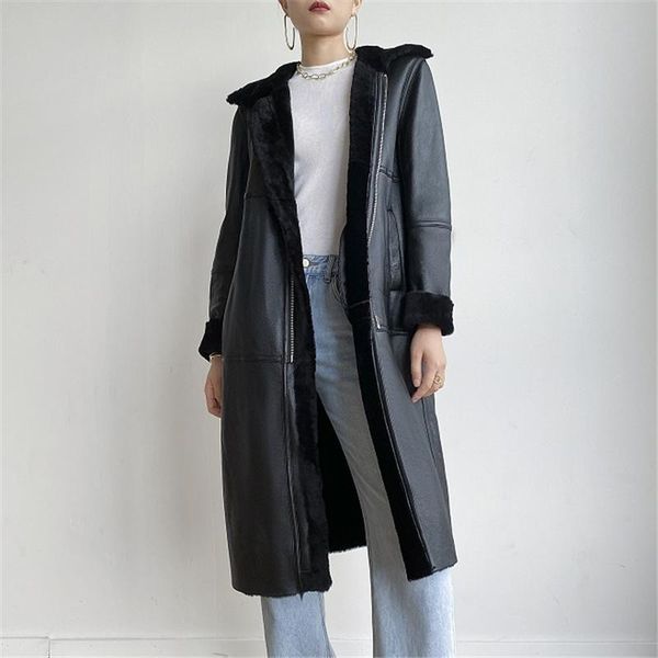 women's fur & faux 2021 luxury real coat winter jacket women genuine leather double faced merino sheep outerwear streetwear, Black
women's fur & faux 2021 luxury real coat winter jacket women genuine leather double faced merino sheep outerwear streetwear, Black