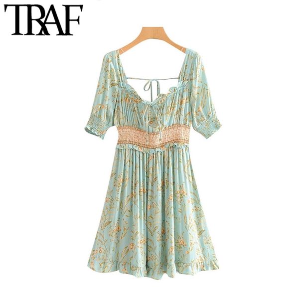 women bohemian floral print ruffled mini dress vintage square collar short sleeve elastic waist summer beach dresses 210507, Black;gray
women bohemian floral print ruffled mini dress vintage square collar short sleeve elastic waist summer beach dresses 210507, Black;gray