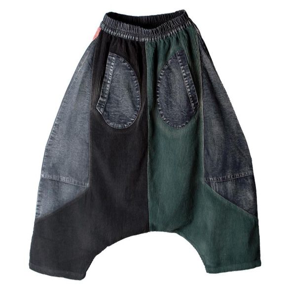 big cross-pants corduroy stitching denim wide leg pants hiphop ankle-length harem cross trousers loose crotch women's & capris, Black;white
big cross-pants corduroy stitching denim wide leg pants hiphop ankle-length harem cross trousers loose crotch women's & capris, Black;white