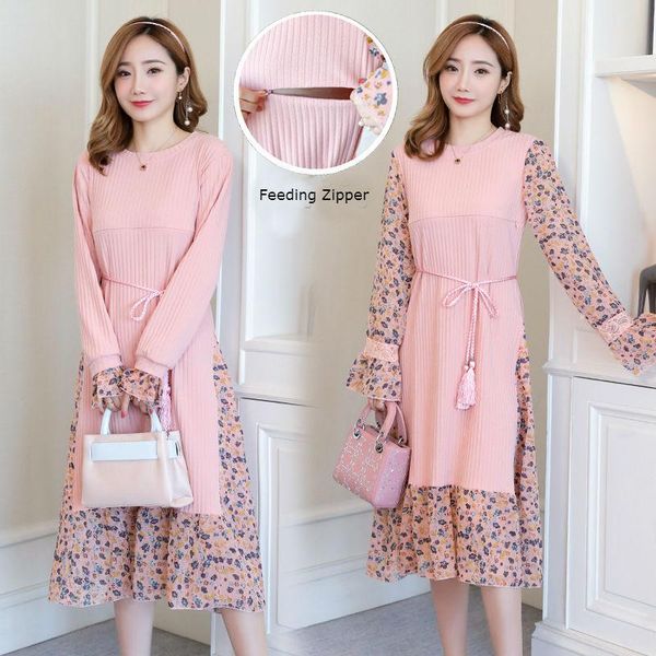 spring and autumn slim long maternity clothes knitted sweater breastfeeding dress floral trumpet sleeve nursing skirt dresses, White
spring and autumn slim long maternity clothes knitted sweater breastfeeding dress floral trumpet sleeve nursing skirt dresses, White