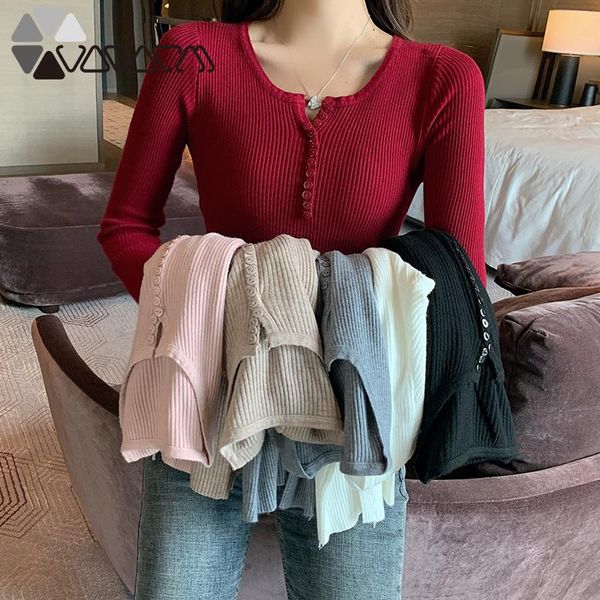 women's sweaters 2021 autumn winter knitted basic women slim sweater fashion button v neck ladies solid color elasticity pullovers, White;black
women's sweaters 2021 autumn winter knitted basic women slim sweater fashion button v neck ladies solid color elasticity pullovers, White;black