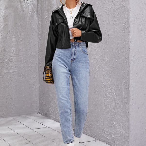 2021 early autumn and winter women's slim fit short pu leather thin locomotive fashion et, Black;brown
2021 early autumn and winter women's slim fit short pu leather thin locomotive fashion et, Black;brown