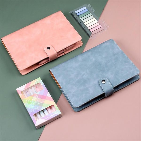 notepads a6 color leather button notebook line loose-leaf 6 holes binder index separator pages notepad office organizer bag journals, Purple;pink
notepads a6 color leather button notebook line loose-leaf 6 holes binder index separator pages notepad office organizer bag journals, Purple;pink