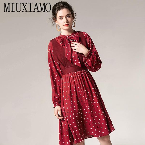 casual dresses miuximao 2021 fall winter dress women long sleeve red silm office vestidos with bow, Black;gray
casual dresses miuximao 2021 fall winter dress women long sleeve red silm office vestidos with bow, Black;gray