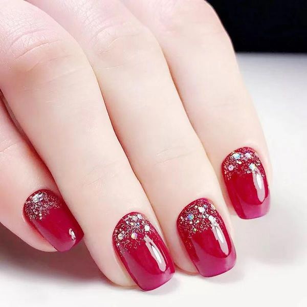 false nails 24pcs fake sticks red root glitter short bead patch for women nail art tool fully covered decoration, Red;gold
false nails 24pcs fake sticks red root glitter short bead patch for women nail art tool fully covered decoration, Red;gold