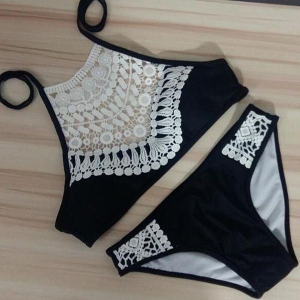 women's swimwear women summer white halter vest strap crop bra beach bikini short hollow out crochet tank beachwear, White;black
women's swimwear women summer white halter vest strap crop bra beach bikini short hollow out crochet tank beachwear, White;black