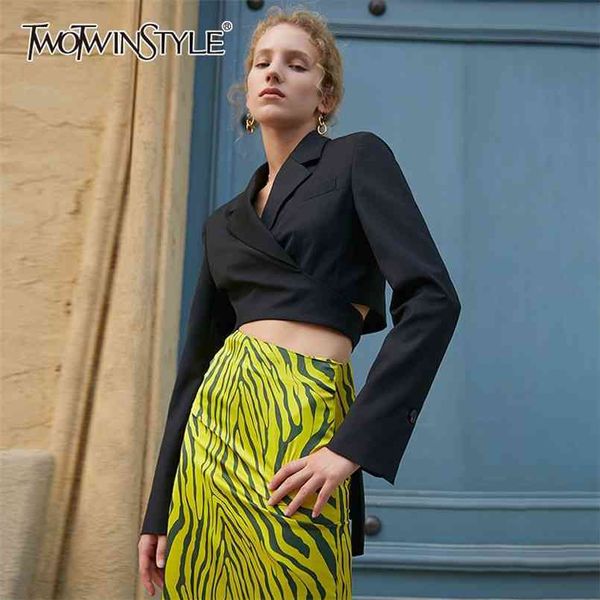 black vintage blazer for women notched long sleeve bandage short slim blazers female korean spring fashion clothing 210524, White;black
black vintage blazer for women notched long sleeve bandage short slim blazers female korean spring fashion clothing 210524, White;black