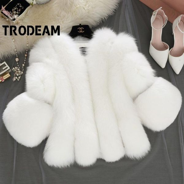 women's fur & faux short jacket stitching three quarter sleeves winter coats furry soft warm jackets, Black
women's fur & faux short jacket stitching three quarter sleeves winter coats furry soft warm jackets, Black