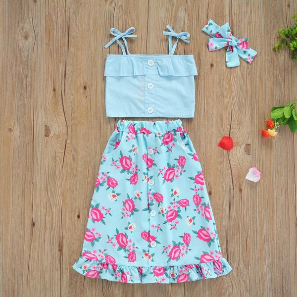 clothing sets 1-6y fashion toddler girls summer clothes kids sleeveless self-tie strap tank floral midi skirt headband 3pcs outfits set, White
clothing sets 1-6y fashion toddler girls summer clothes kids sleeveless self-tie strap tank floral midi skirt headband 3pcs outfits set, White