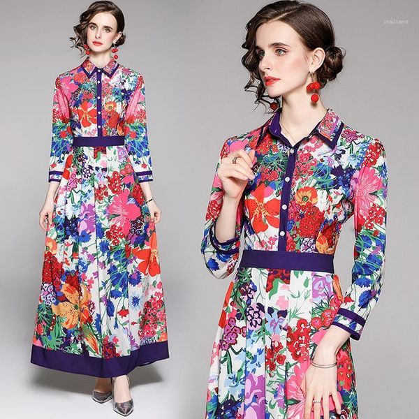 casual dresses floral printed maxi dress 2021 runway women autumn lantern sleeve office shirt neck slim a-line pleated party long frock, Black;gray
casual dresses floral printed maxi dress 2021 runway women autumn lantern sleeve office shirt neck slim a-line pleated party long frock, Black;gray