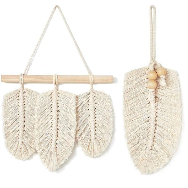 tapestries 2pcs small macrame wall hanging feather boho chic woven leaf tassels decoration cotton ornaments with wooden beads home decor
tapestries 2pcs small macrame wall hanging feather boho chic woven leaf tassels decoration cotton ornaments with wooden beads home decor