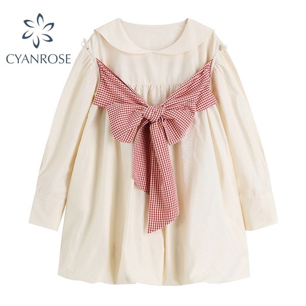 chest spliced bowknot fluffy dress women puff long sleeve retro sweet short vestidos female sailor collar lady mini 210430, Black;gray
chest spliced bowknot fluffy dress women puff long sleeve retro sweet short vestidos female sailor collar lady mini 210430, Black;gray