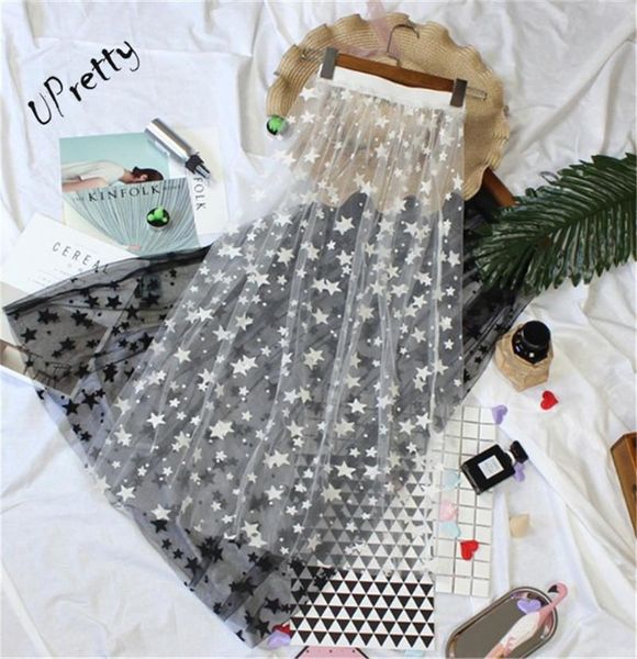 skirts women spring summer stars mesh long skirt casual high waist transparent one layer lace hollow out a line bodycon 69, Black
skirts women spring summer stars mesh long skirt casual high waist transparent one layer lace hollow out a line bodycon 69, Black