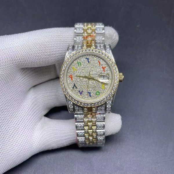 full diamond color arabic digital dial watch, women's 36mm luxury automatic gold and silver two-color stainless steel watchs, Slivery;brown
full diamond color arabic digital dial watch, women's 36mm luxury automatic gold and silver two-color stainless steel watchs, Slivery;brown