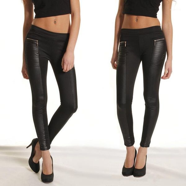 women splice+zipper high waist soild black pu leather leggings ankle-length pants women's
women splice+zipper high waist soild black pu leather leggings ankle-length pants women's