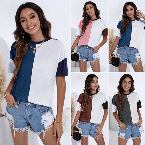 womens clothing summer new style short sleeve round neck fashion urban leisure breathable color contrast loose tshirt, White
womens clothing summer new style short sleeve round neck fashion urban leisure breathable color contrast loose tshirt, White