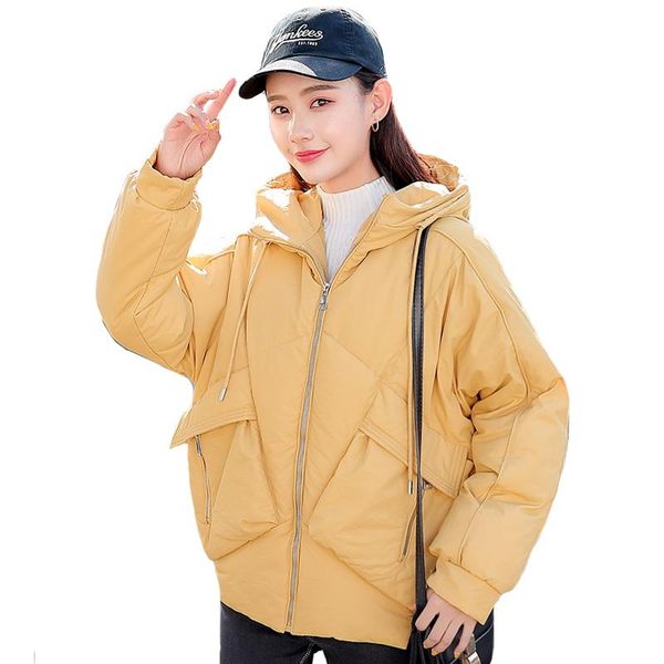 women's trench coats design 2021 winter jacket women korean style hooded oversize cotton padded female short coat outwear parka casaco, Tan;black
women's trench coats design 2021 winter jacket women korean style hooded oversize cotton padded female short coat outwear parka casaco, Tan;black