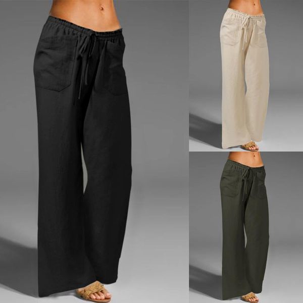 women's pants & capris 2021 stylish 5xl wide leg celmia women vintage linen trousers long palazzo casual pocket solid loose pantalon fe, Black;white
women's pants & capris 2021 stylish 5xl wide leg celmia women vintage linen trousers long palazzo casual pocket solid loose pantalon fe, Black;white