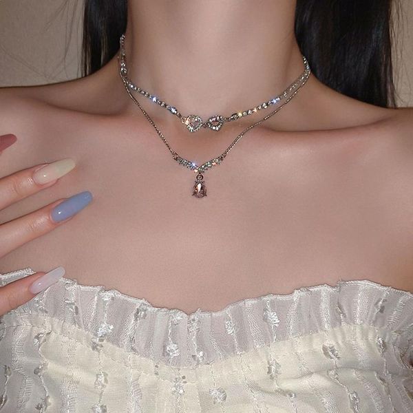chains drop women clavicle choker pink crystal korean style necklace fashion jewelry, Silver
chains drop women clavicle choker pink crystal korean style necklace fashion jewelry, Silver