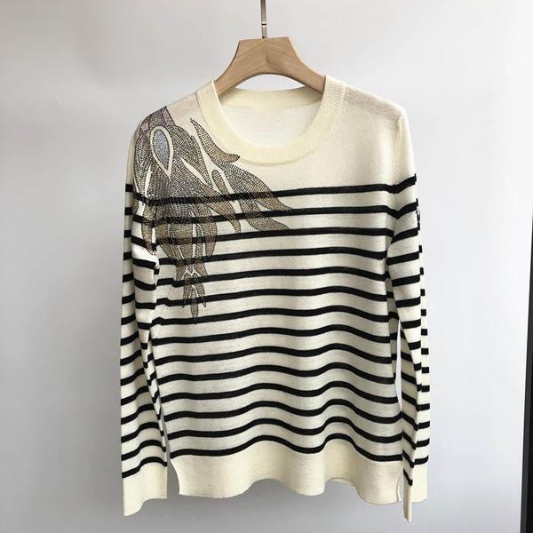 women's sweaters women sweater 2021 autumn/winter pullover round neck long sleeve contrast striped cashmere, White;black
women's sweaters women sweater 2021 autumn/winter pullover round neck long sleeve contrast striped cashmere, White;black