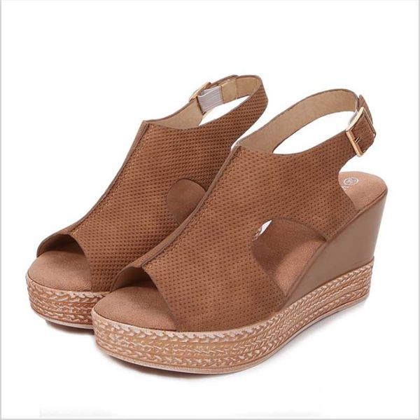 women's sandals fashion open-toe thick bottom shoes summer hollow fish mouth wedge high-heeled, Black
women's sandals fashion open-toe thick bottom shoes summer hollow fish mouth wedge high-heeled, Black