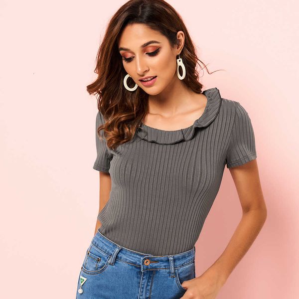 women's t-shirt summer fashion sweet ruffled stretch knit slim slimming cool ice silk tight-fitting t-shirt short-sleeved ol 0, White
women's t-shirt summer fashion sweet ruffled stretch knit slim slimming cool ice silk tight-fitting t-shirt short-sleeved ol 0, White