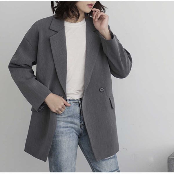 spring jacket women gray vinatgae jacket elagant lapel single button black blazer ladies workwear 210604, White;black
spring jacket women gray vinatgae jacket elagant lapel single button black blazer ladies workwear 210604, White;black