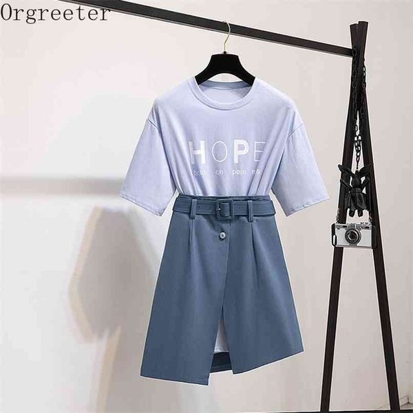highstreet ladies casual chic two piece set summer long tshirt dress and belt split irregular skirt suit female outfits 210602, Black;white
highstreet ladies casual chic two piece set summer long tshirt dress and belt split irregular skirt suit female outfits 210602, Black;white