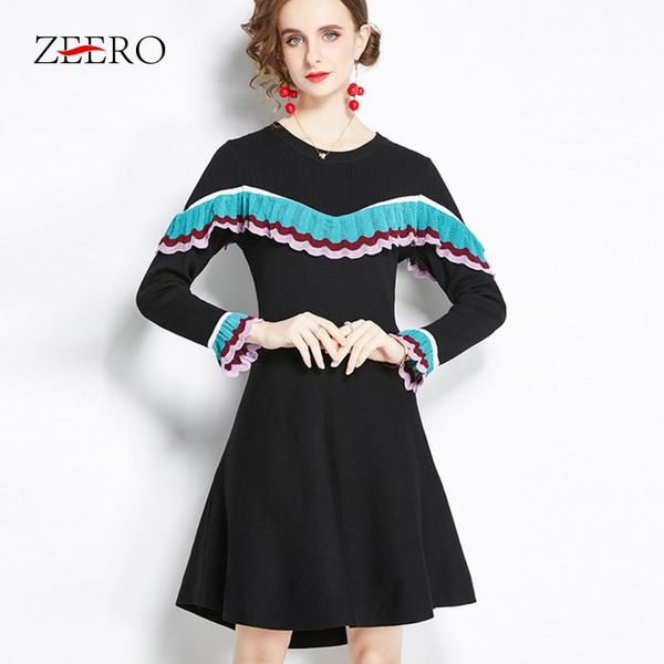 autumn winter sweater dress women colorful ruffles trim a-line black knitted o-neck flare sleeve elegant slim 2021 casual dresses, Black;gray
autumn winter sweater dress women colorful ruffles trim a-line black knitted o-neck flare sleeve elegant slim 2021 casual dresses, Black;gray