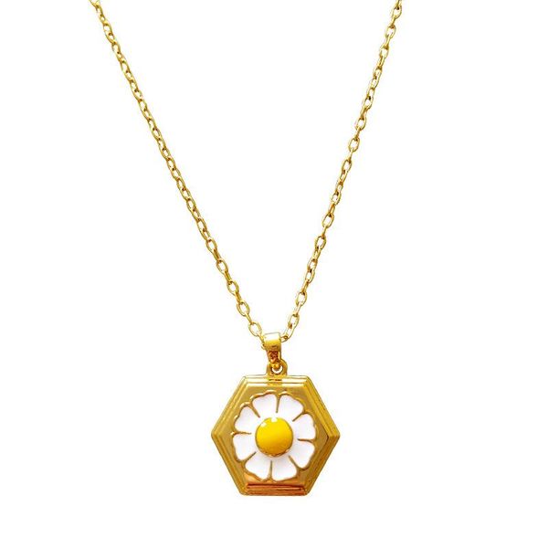european and american non-mainstream design hexagonal daisy necklace female enamel glaze elegant pendant necklaces, Silver
european and american non-mainstream design hexagonal daisy necklace female enamel glaze elegant pendant necklaces, Silver