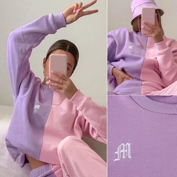 women's hoodies & sweatshirts patchwork letter embroidery oversize pink sweatshirt women autumn crew neck long sleeved pullover, Black
women's hoodies & sweatshirts patchwork letter embroidery oversize pink sweatshirt women autumn crew neck long sleeved pullover, Black