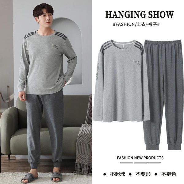 men's sleepwear casual style grey knit pure cotton long sleeve men pajamas winter warm pullover male letter plaid print home wear, Black;brown
men's sleepwear casual style grey knit pure cotton long sleeve men pajamas winter warm pullover male letter plaid print home wear, Black;brown