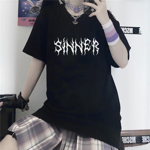 women's t-shirt women clothing gothic sinner harajuku fashion loose big size letter hip hop summer ulzzang casual, White
women's t-shirt women clothing gothic sinner harajuku fashion loose big size letter hip hop summer ulzzang casual, White