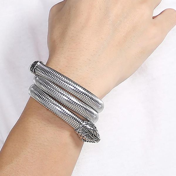 link, chain punk rock 316l stainless steel snake link open bangle for men male boys armband on hand jewellery accessories, Black
link, chain punk rock 316l stainless steel snake link open bangle for men male boys armband on hand jewellery accessories, Black