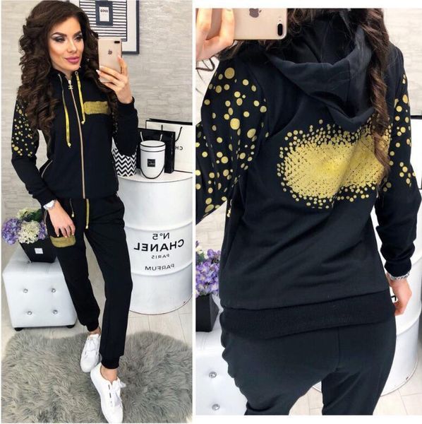 women's two piece pants 2021 clothing in europe and the winter sports leisure suit two-piece yellow spots pattern, White
women's two piece pants 2021 clothing in europe and the winter sports leisure suit two-piece yellow spots pattern, White