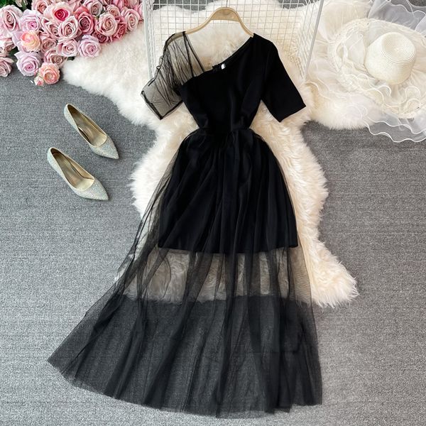 two piece dress see through mesh patchwork short-sleeved long women summer black v-neck slim waist evening party maxi vestido, White
two piece dress see through mesh patchwork short-sleeved long women summer black v-neck slim waist evening party maxi vestido, White
