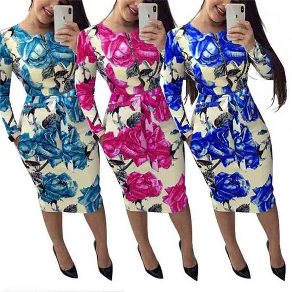front zipper office ladies business work pencil dress autumn long sleeve floral print vintage midi 210603, Black;gray
front zipper office ladies business work pencil dress autumn long sleeve floral print vintage midi 210603, Black;gray
