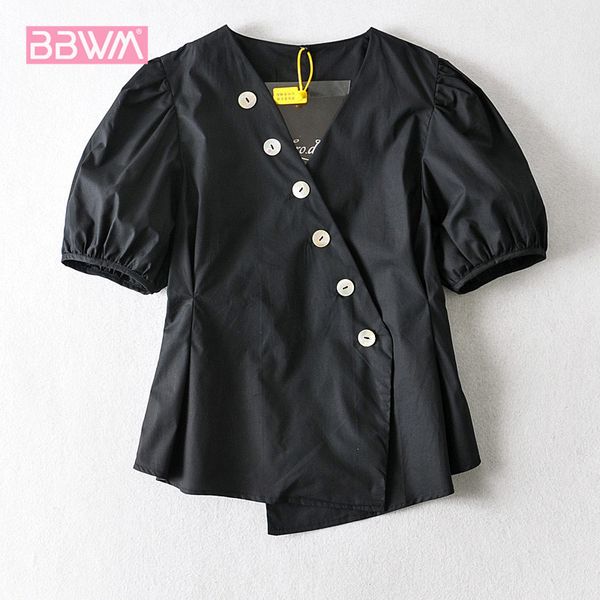 summer french v-neck female shirt irregular short-sleeved bubble sleeve diagonal white minimalist chic women's 210507
summer french v-neck female shirt irregular short-sleeved bubble sleeve diagonal white minimalist chic women's 210507