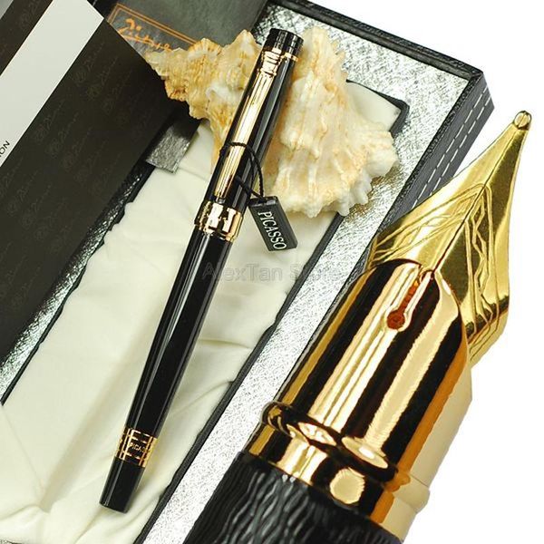 picasso 917 metal fountain pen gloss black and golden medium nib for office business writing pens
picasso 917 metal fountain pen gloss black and golden medium nib for office business writing pens